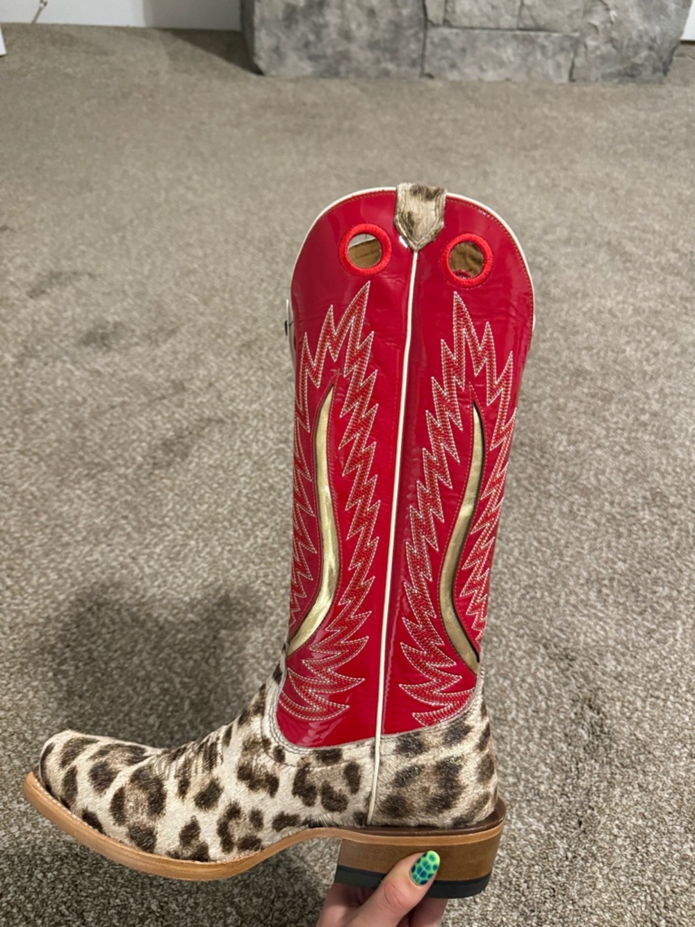 Ariat women’s leopard hair red boots futurity queen of hearts 9b - Picture 2 of 7
